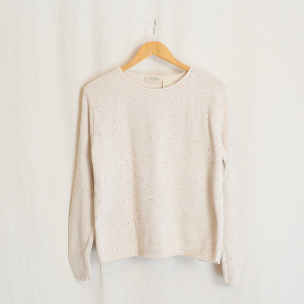 slub knit oatmeal speckled cotton crew