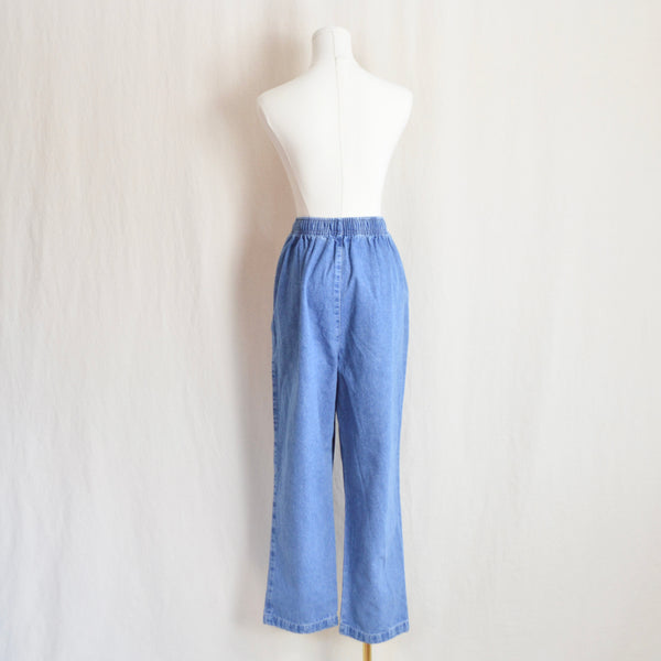 32 x 27 medium to light wash straight leg drawstring vintage cabin creek easy jeans
