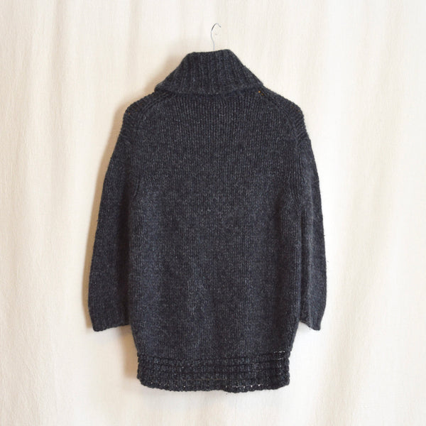 dark charcoal oversized lambswool and angora turtleneck sweater