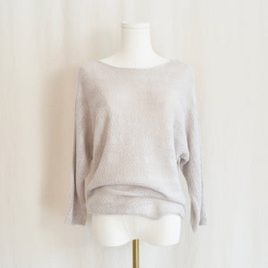 sheer gray linen boat neck sweater