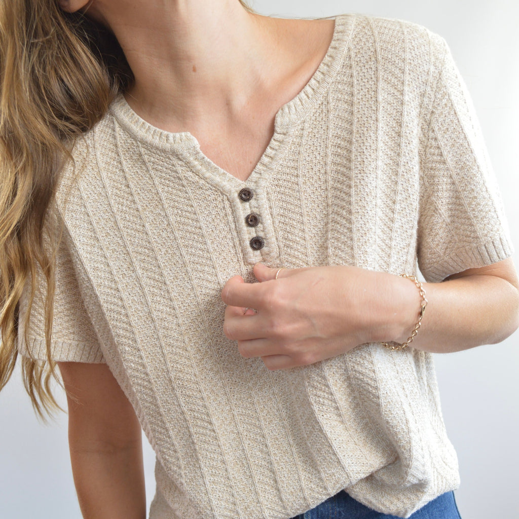 oversized cream and beige cotton sweater tee