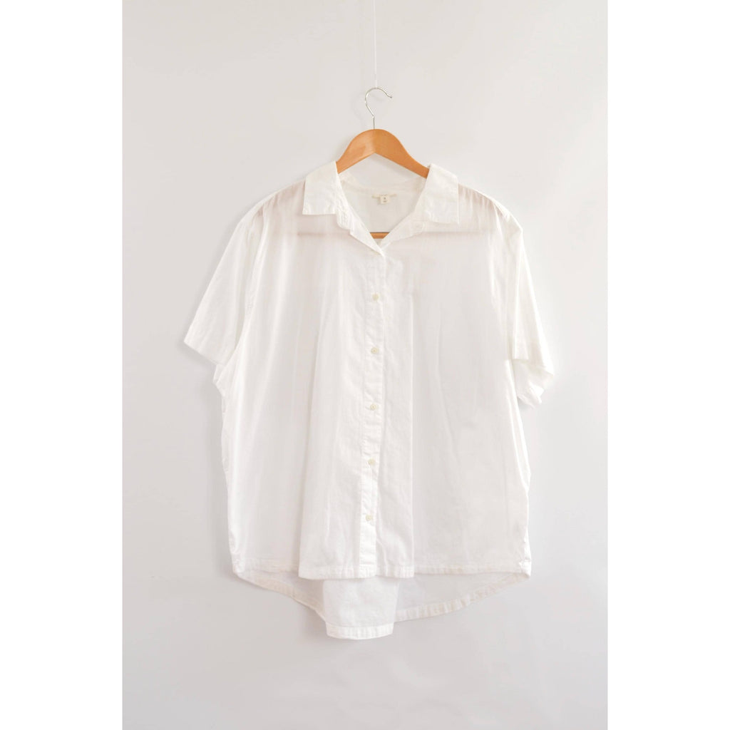 boxy cut 100% cotton white button down top