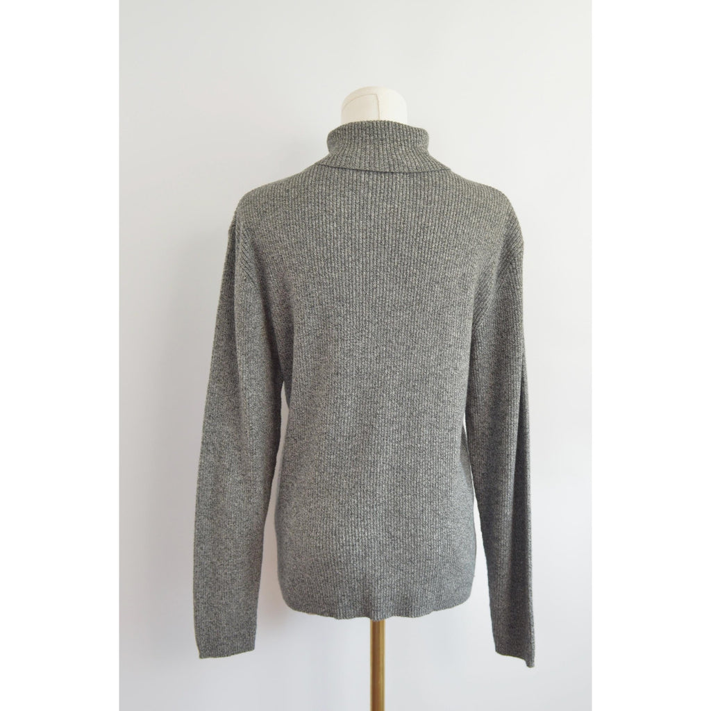 charcoal gray speckled pure cotton vintage liz claiborne sport turtleneck