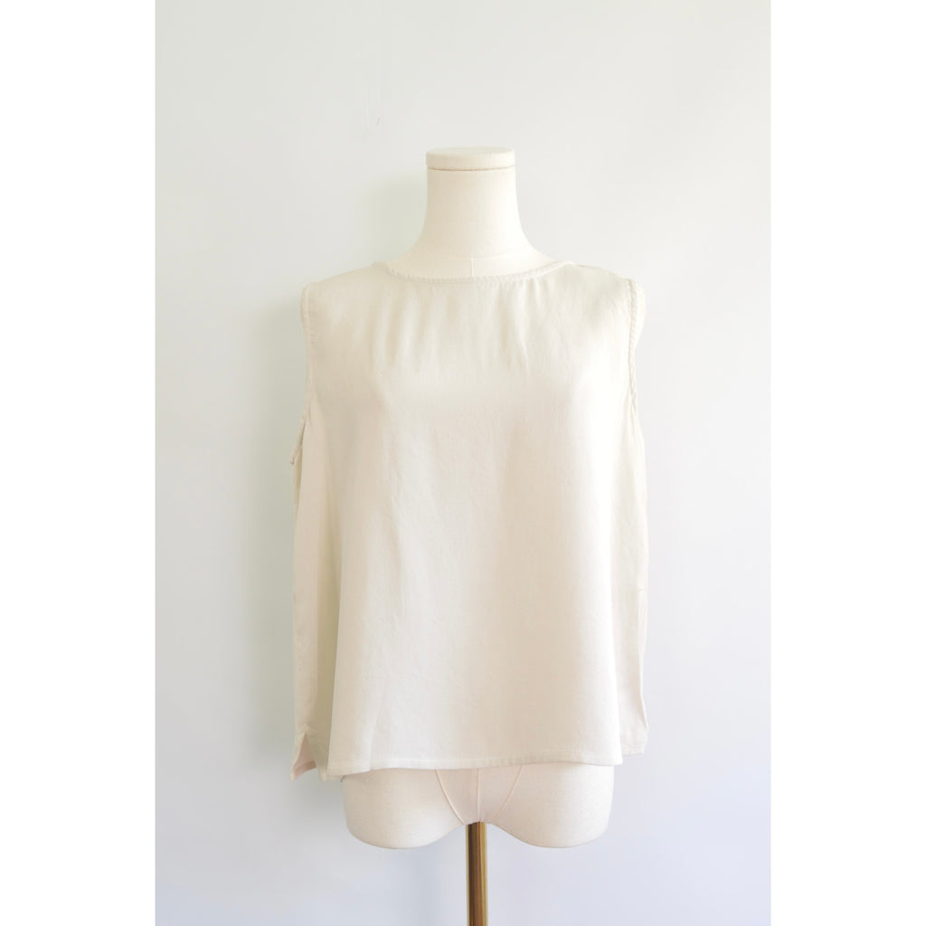 nice and thick slightly cropped ivory silk tank