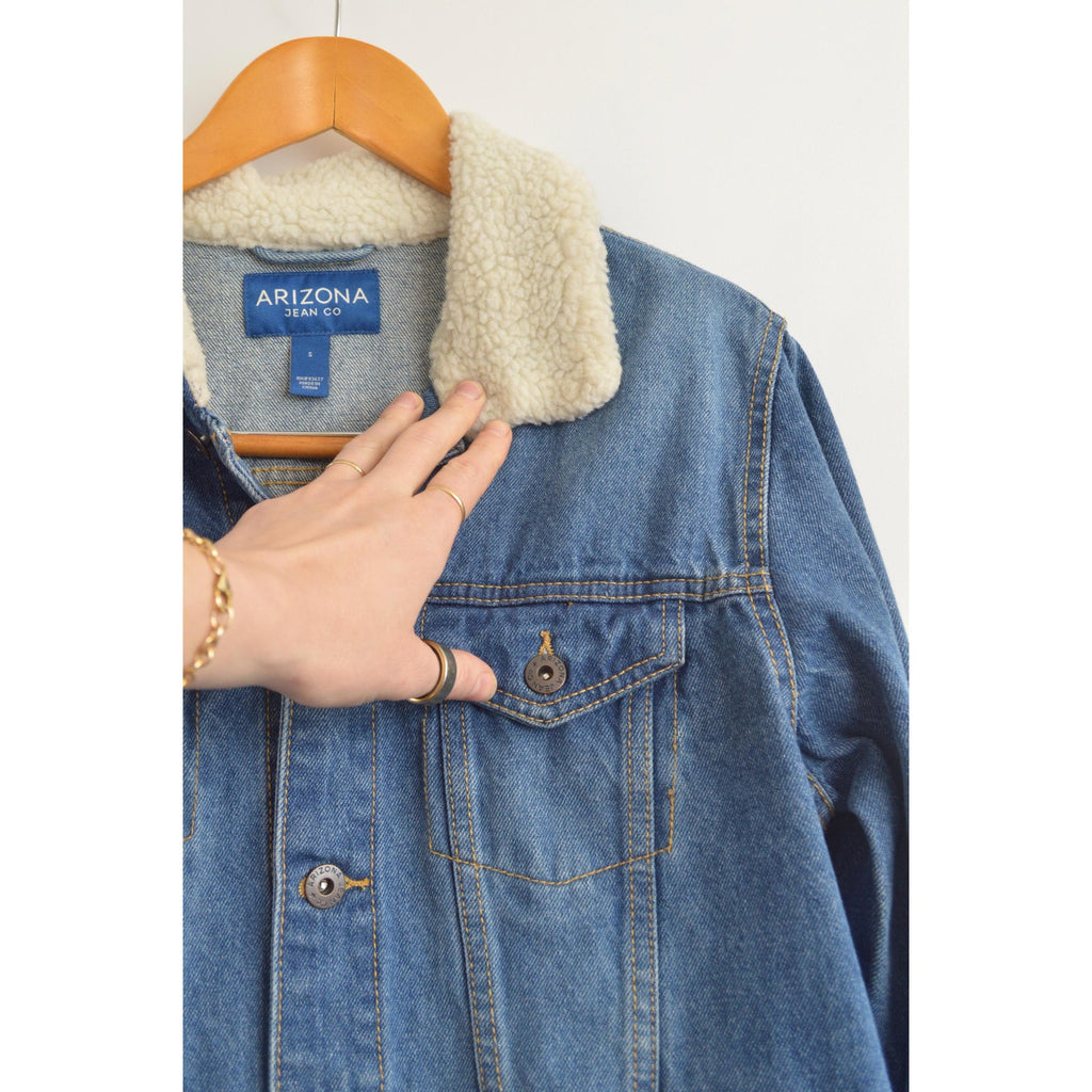 shearling collar cropped arizona jean jacket