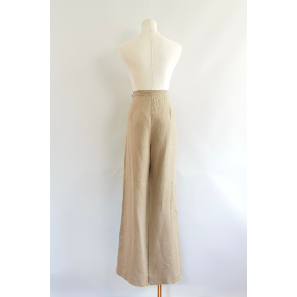 fully lined wide leg tan linen pants