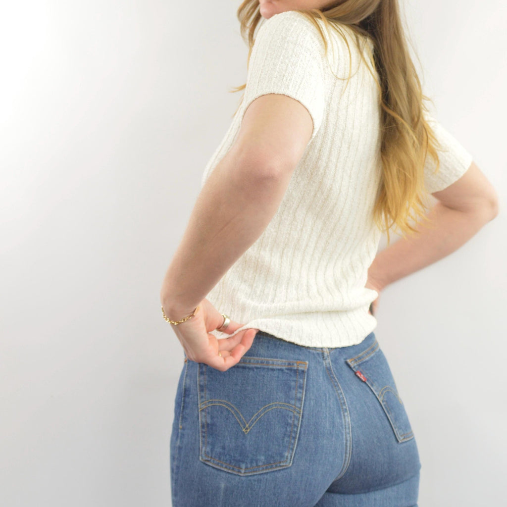 ivory nubby knit sweater tee