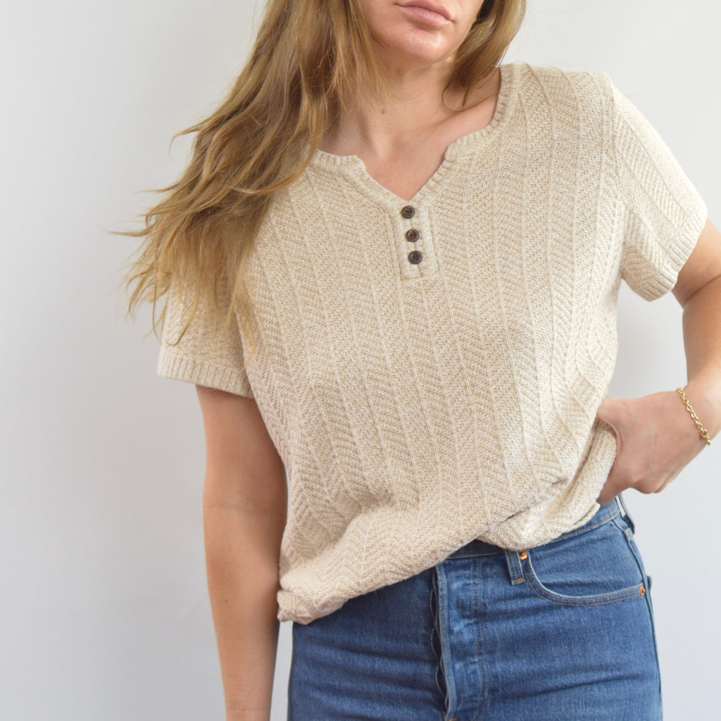 oversized cream and beige cotton sweater tee