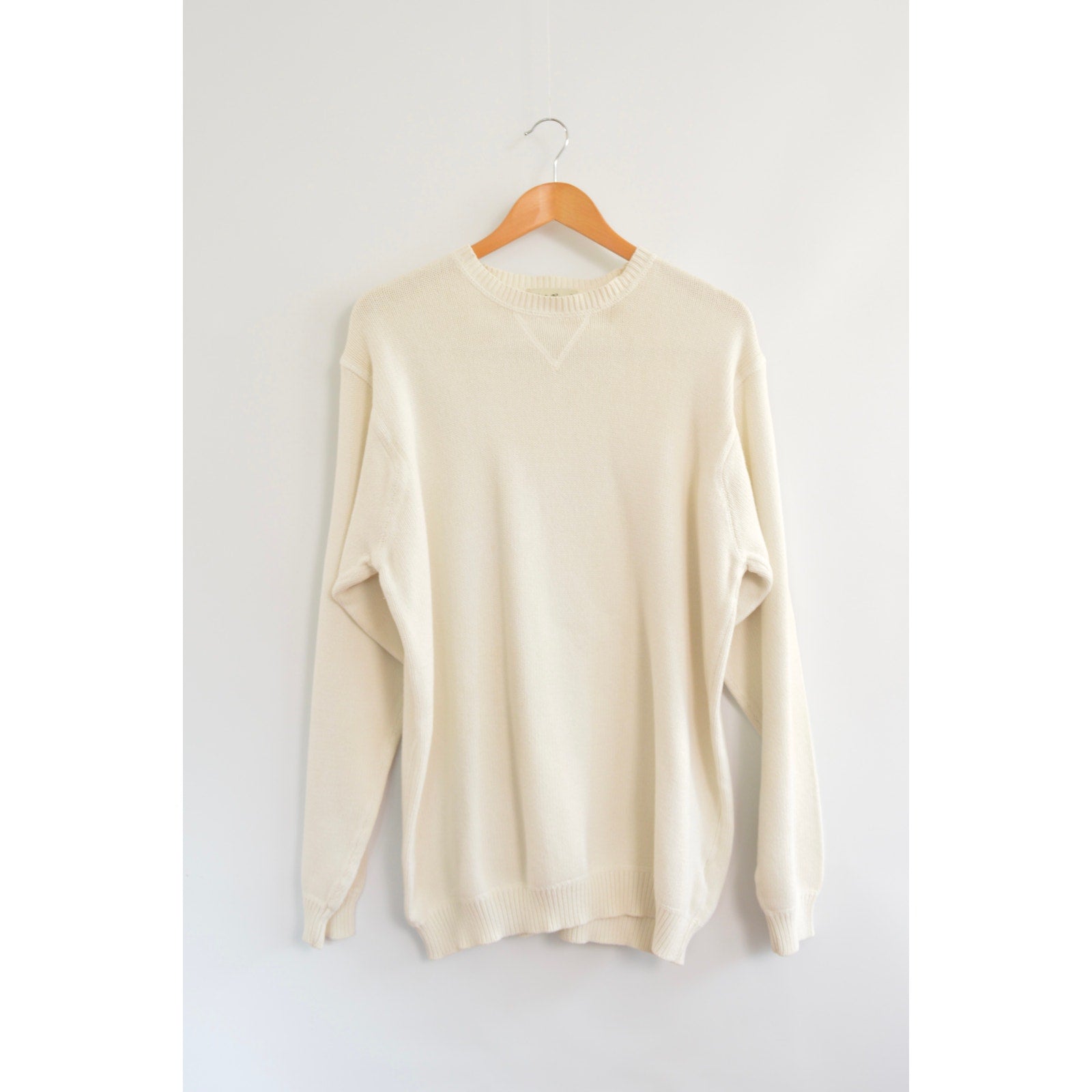 classic off white crew neck vintage eddie bauer cotton sweater
