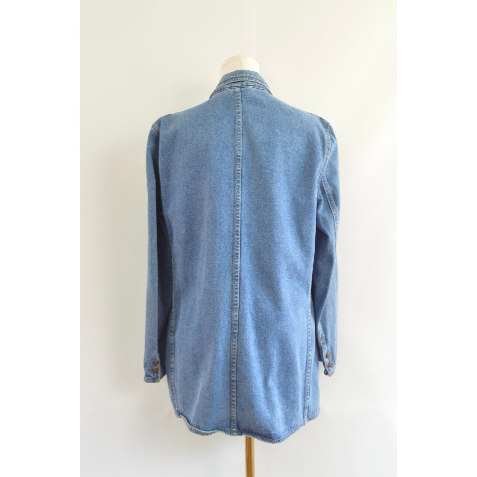 100% cotton vintage mid wash denim blazer jacket