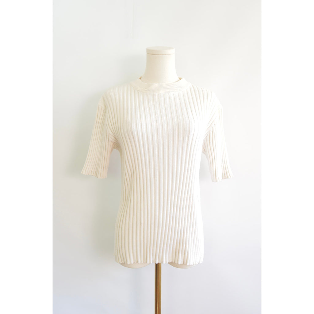 white cotton mock neck ribbed sweater tank