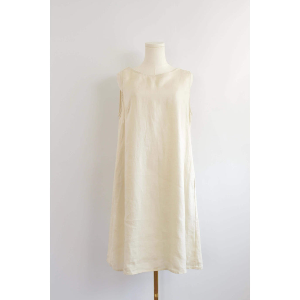 light beige linen tent tank dress with pockets