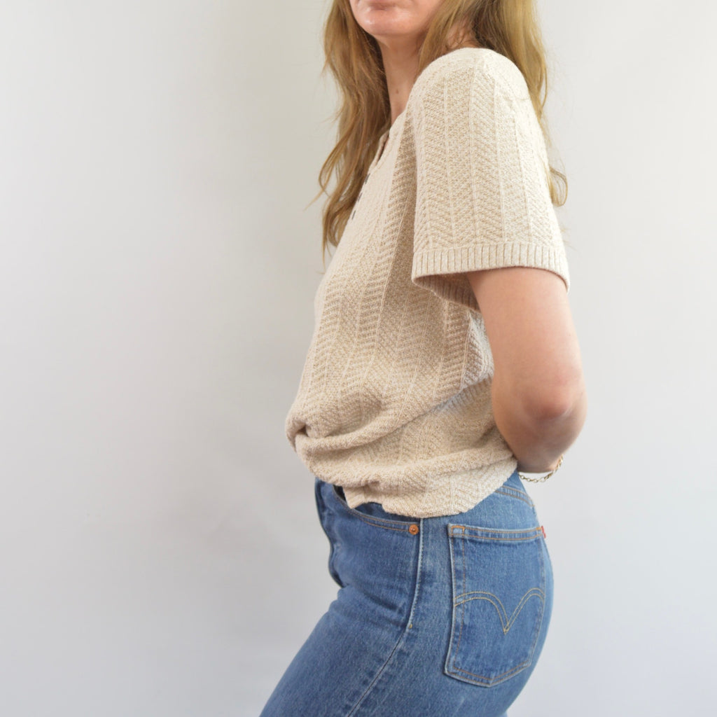 oversized cream and beige cotton sweater tee
