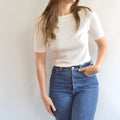 simple cream cotton knit sweater tee