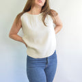 nice and thick slightly cropped ivory silk tank