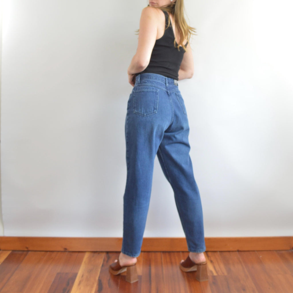over dyed dark wash vintage high waisted straight leg gitanos