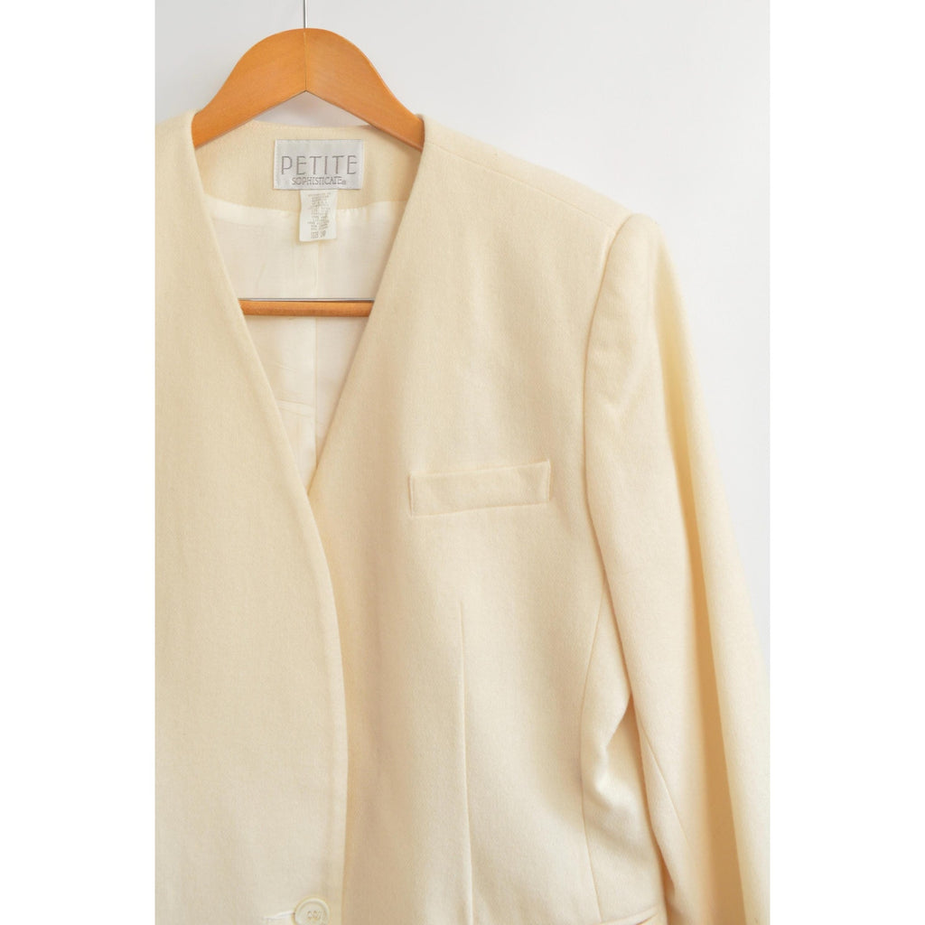 pure wool cream single button blazer