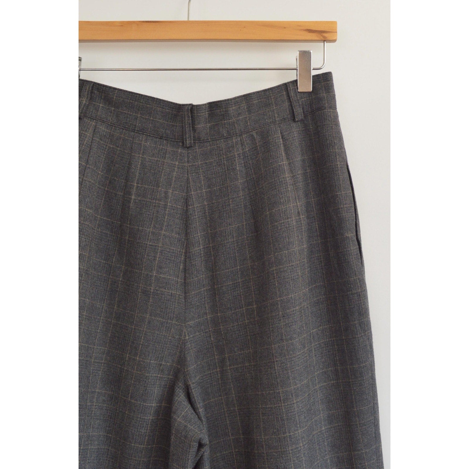 dark gray pure wool vintage andrea vicarro straight leg high waisted pants
