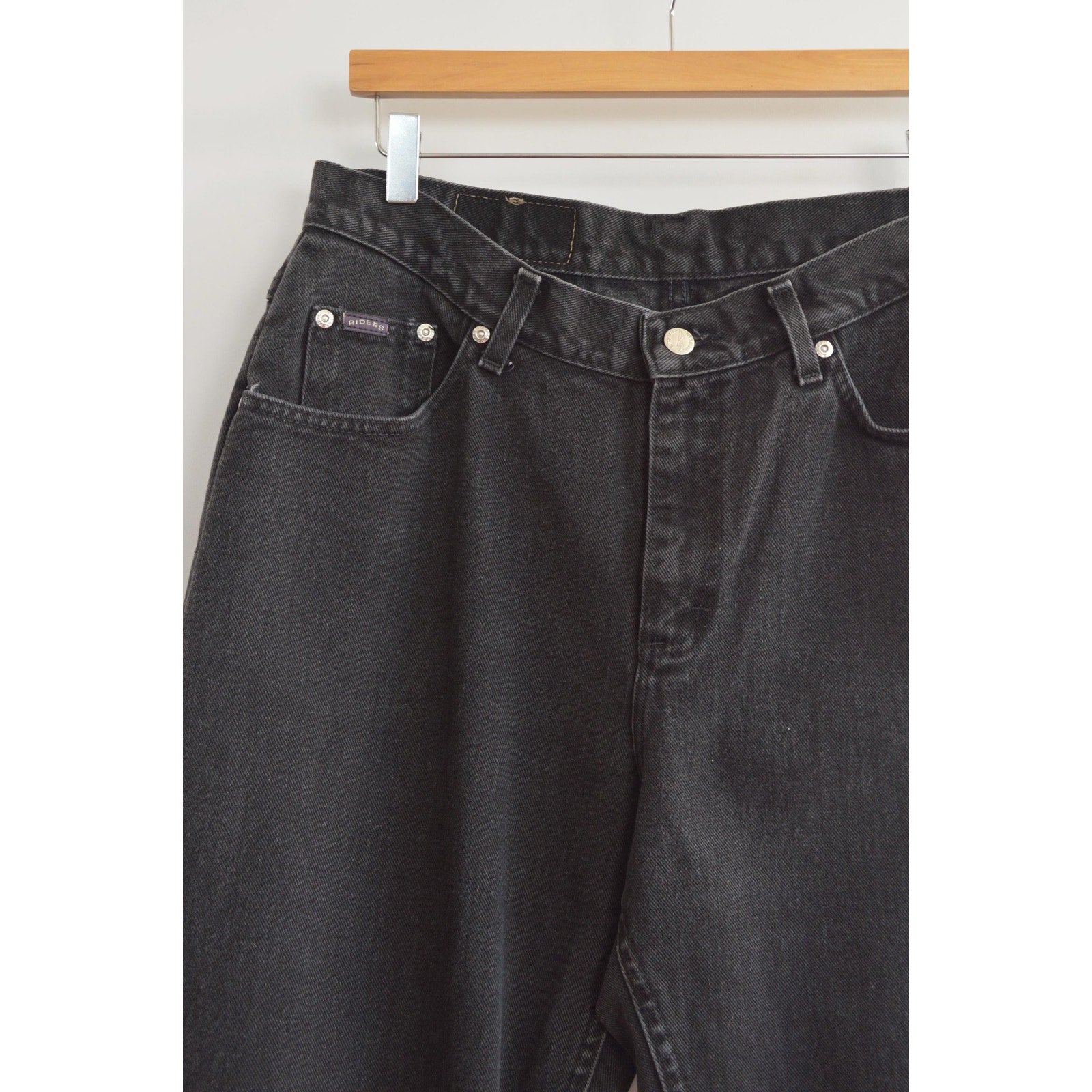 33 x 31 faded black high rise vintage wide straight leg riders