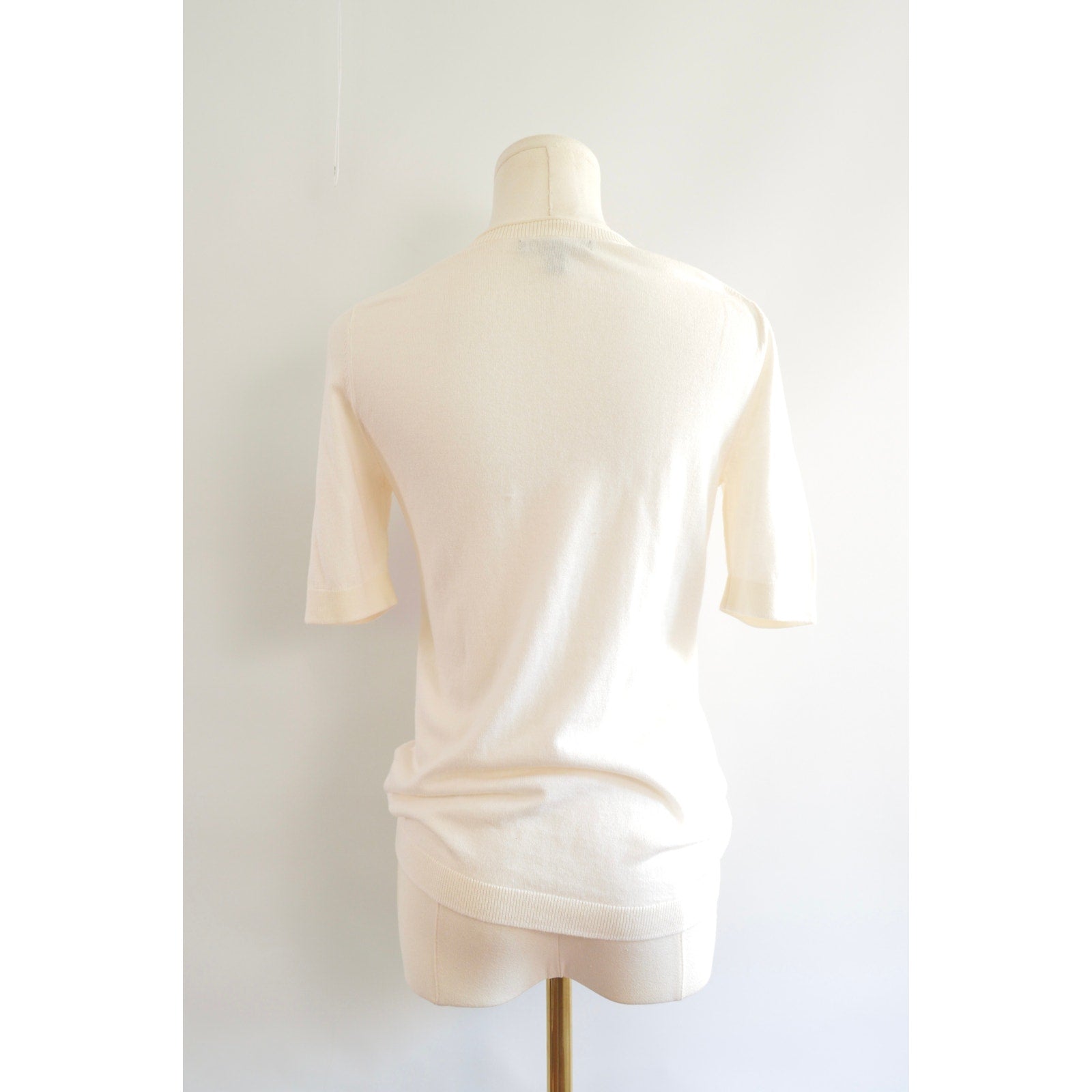 simple cream cotton knit sweater tee