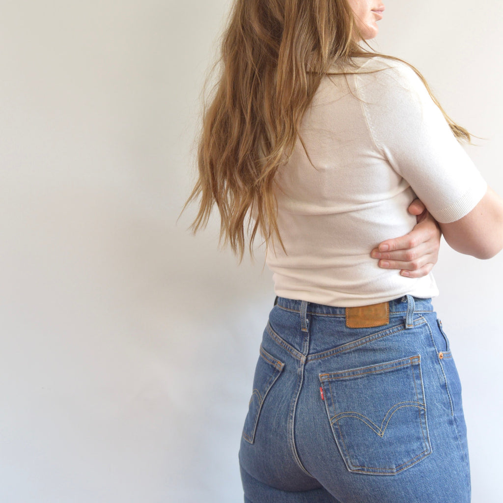 simple cream cotton knit sweater tee