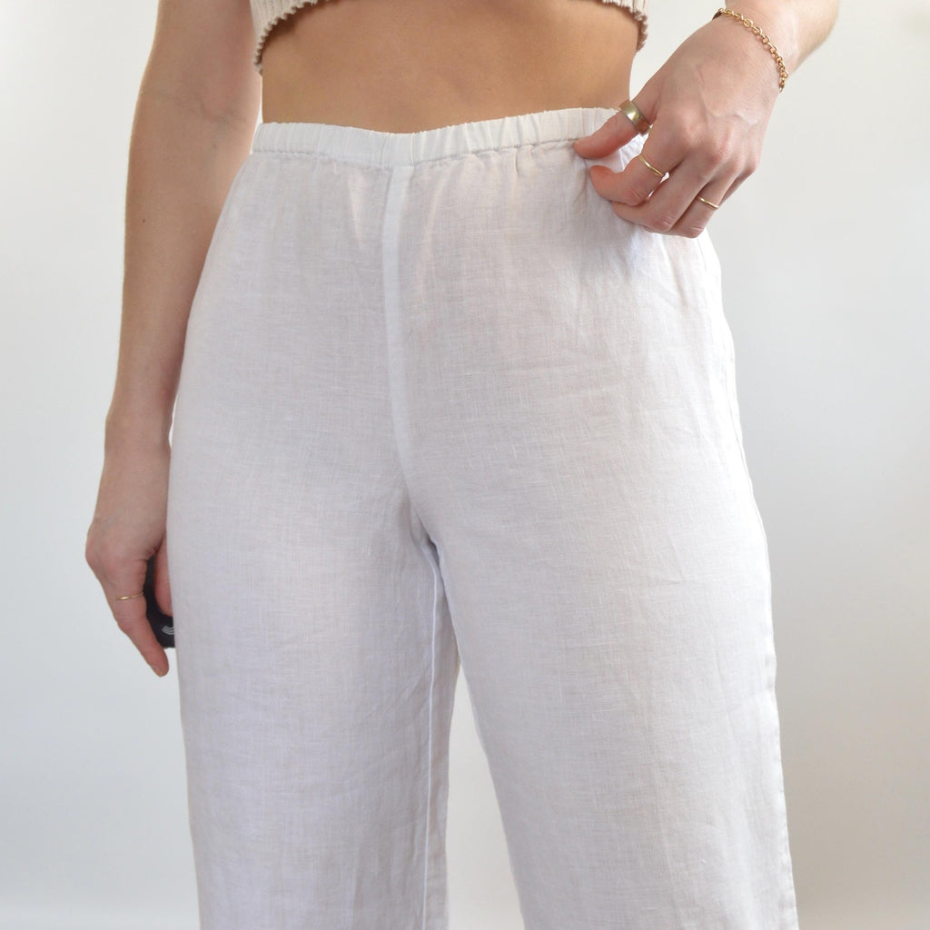 white elastic waist jones ny white linen easy pants