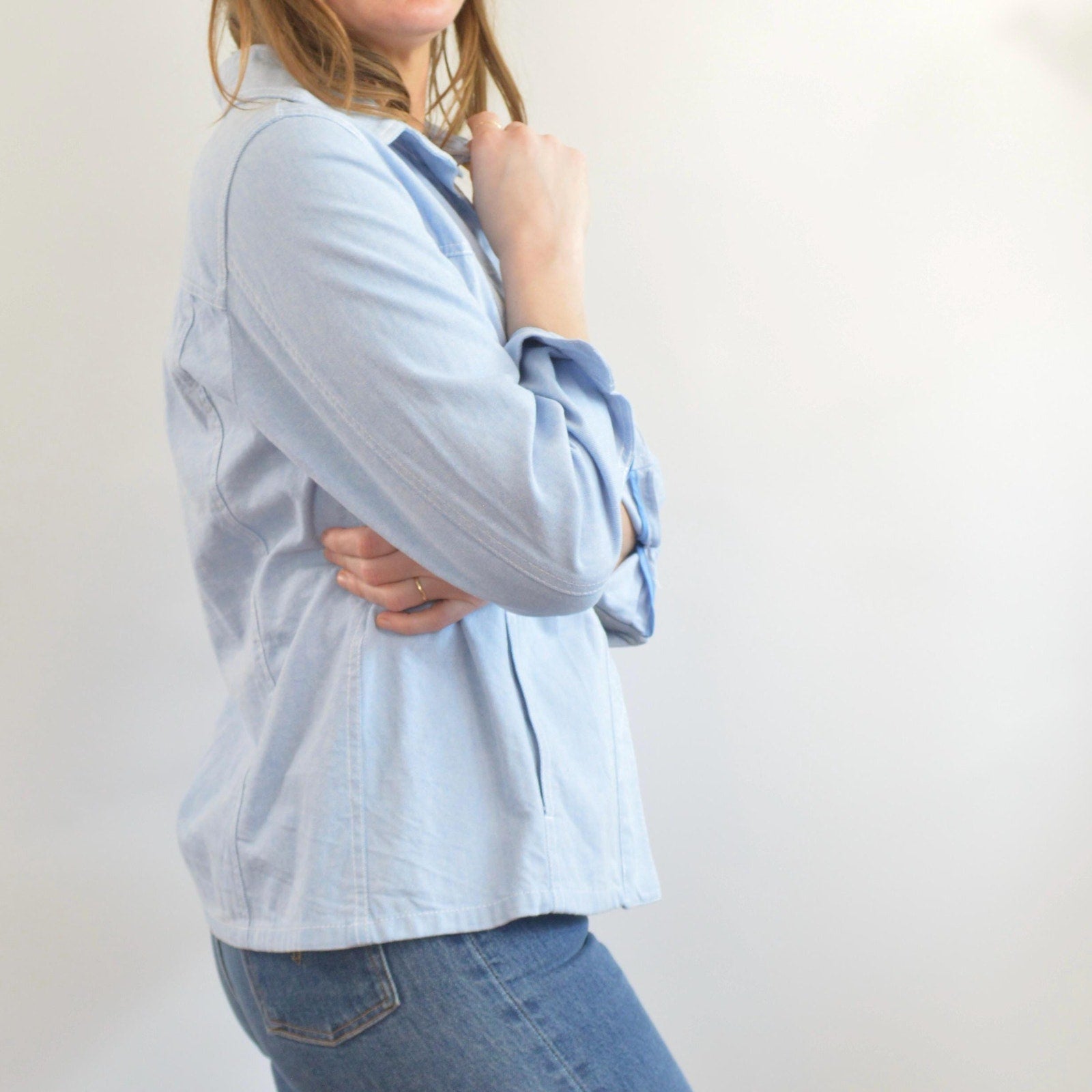 light wash cotton denim vintage western style shirt jac
