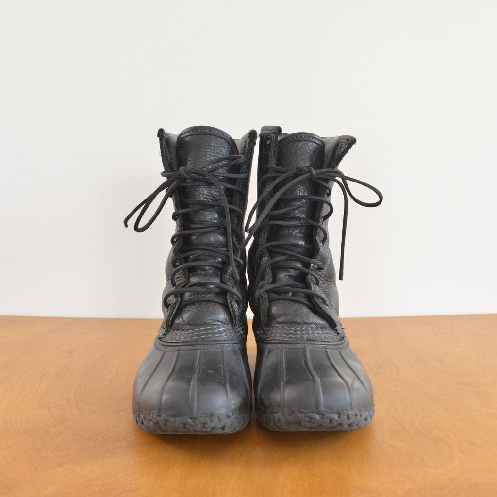 rare size 7 black on black on black vintage ll bean shearling lined bean boots