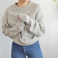 gray marled cotton and wool blend northwoods crew neck