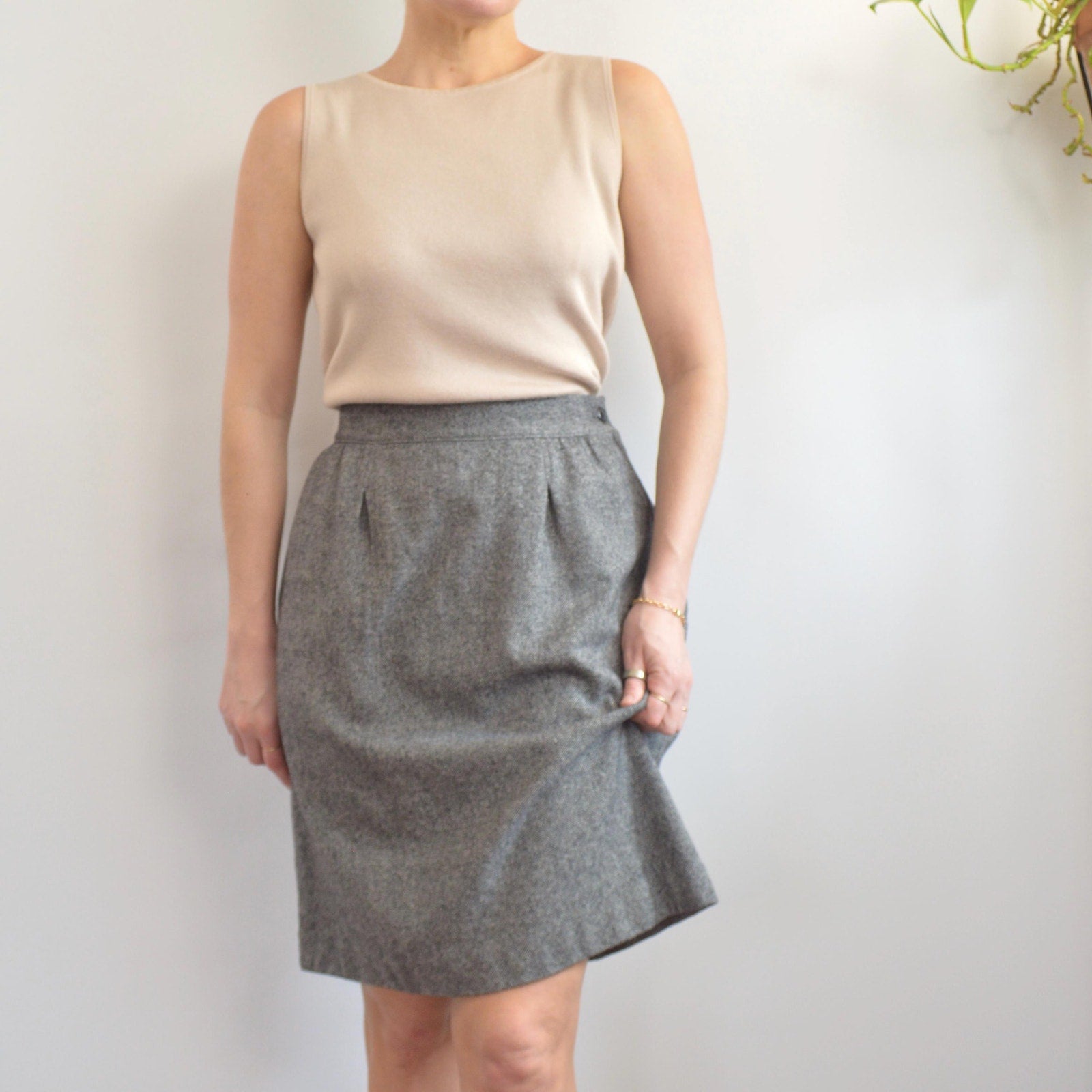 vintage black and white micro stripe pendleton wool skirt size 16
