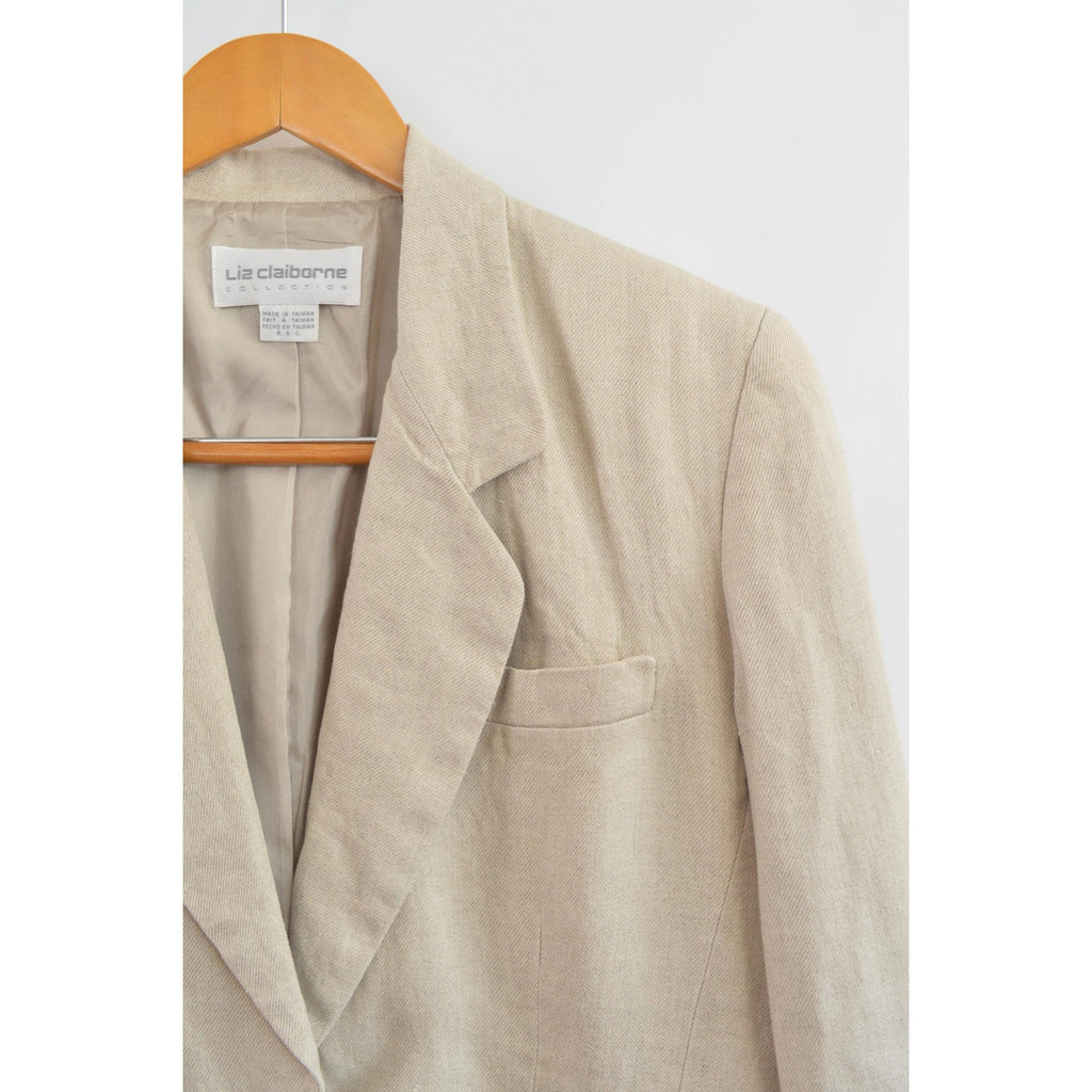 pure linen vintage liz claiborne single button blazer
