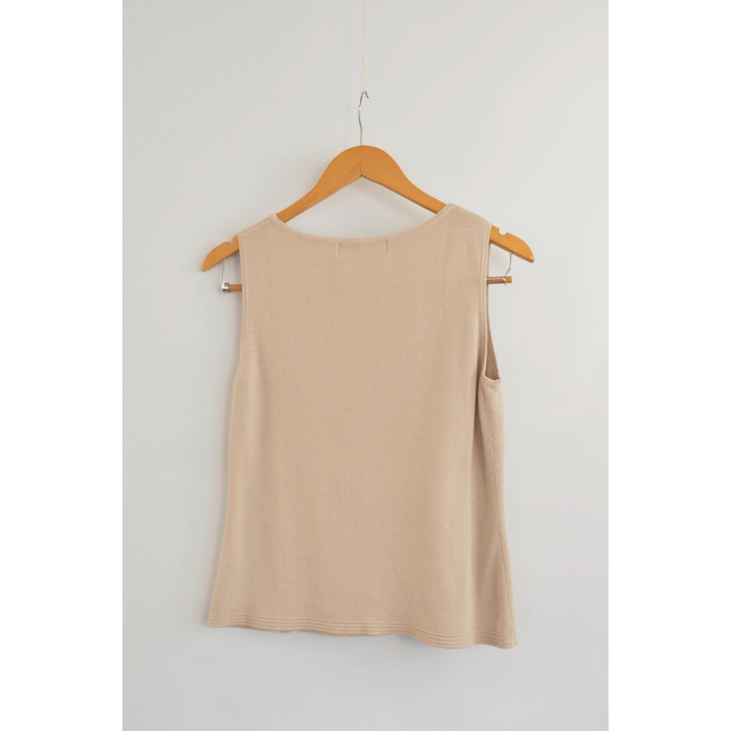 taupe beige cotton blend knit sweater tank