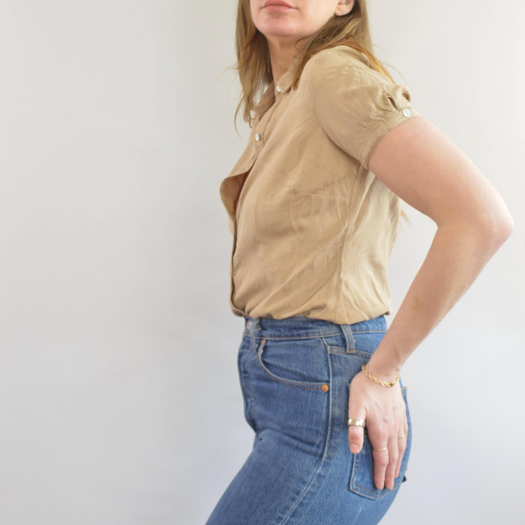 silk tan caribbean joe petite button down