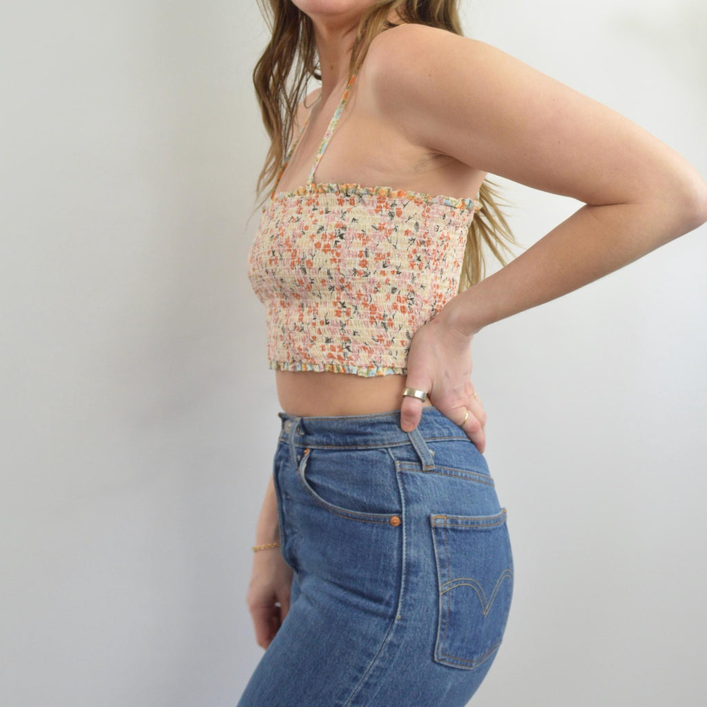 reversible cotton crop bandeau top with removable straps