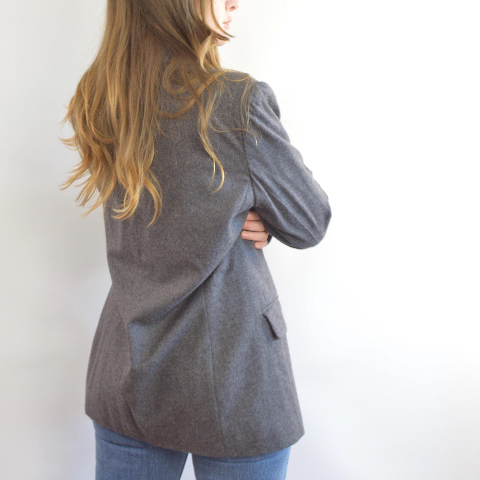 oversized wool blend vintage charcoal gray gap blazer