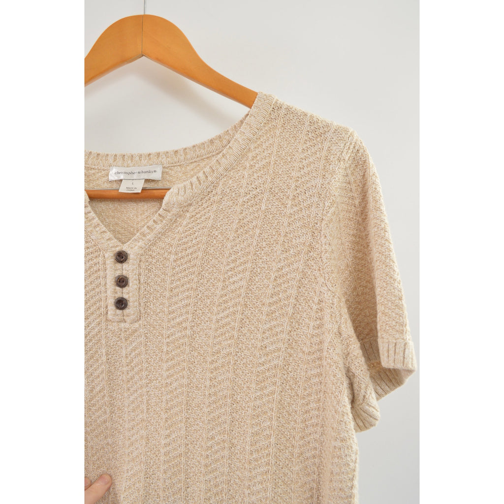 oversized cream and beige cotton sweater tee