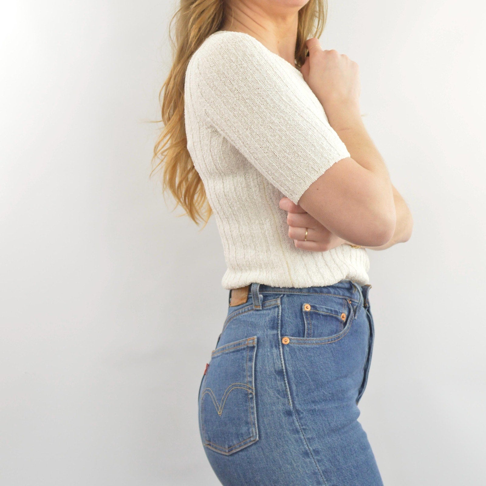 ivory nubby knit sweater tee