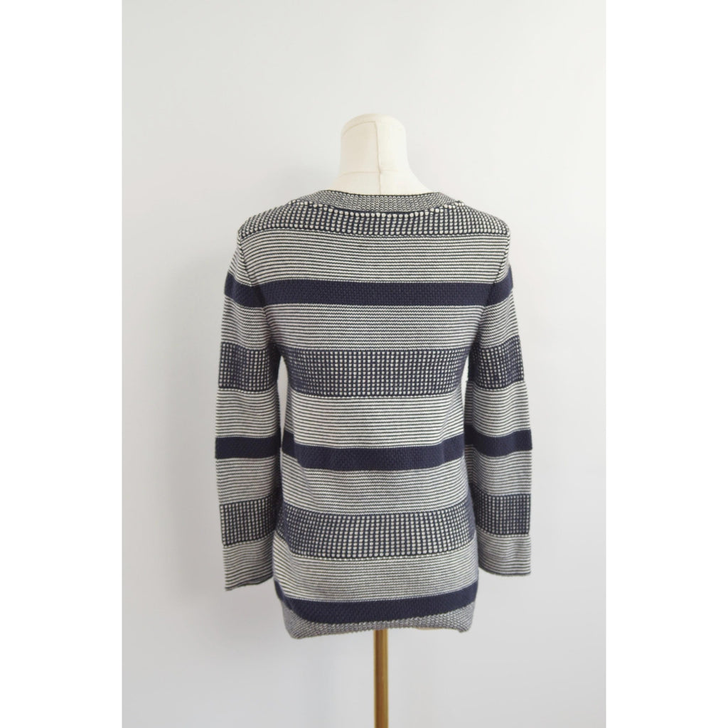 navy and white vintage tommy hilfiger cotton crew neck sweater