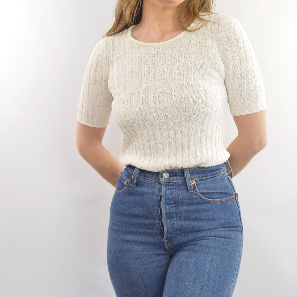 ivory nubby knit sweater tee