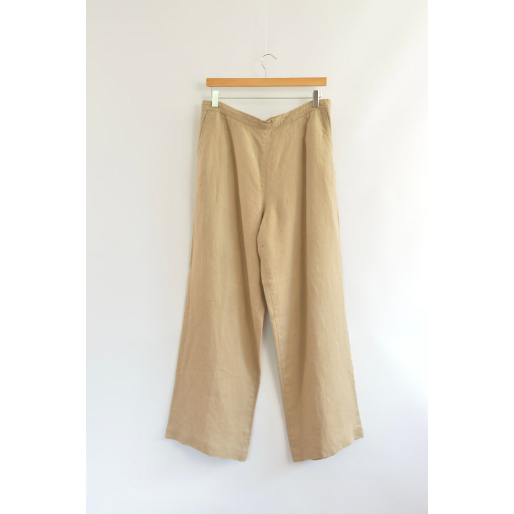 fully lined wide leg tan linen pants