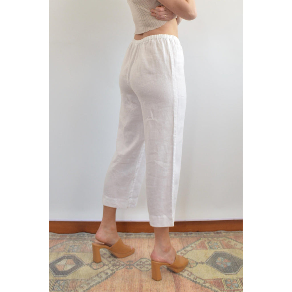 white elastic waist jones ny white linen easy pants