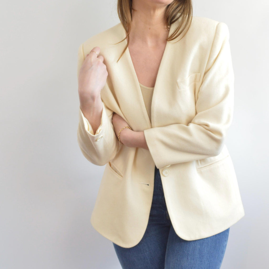 pure wool cream single button blazer