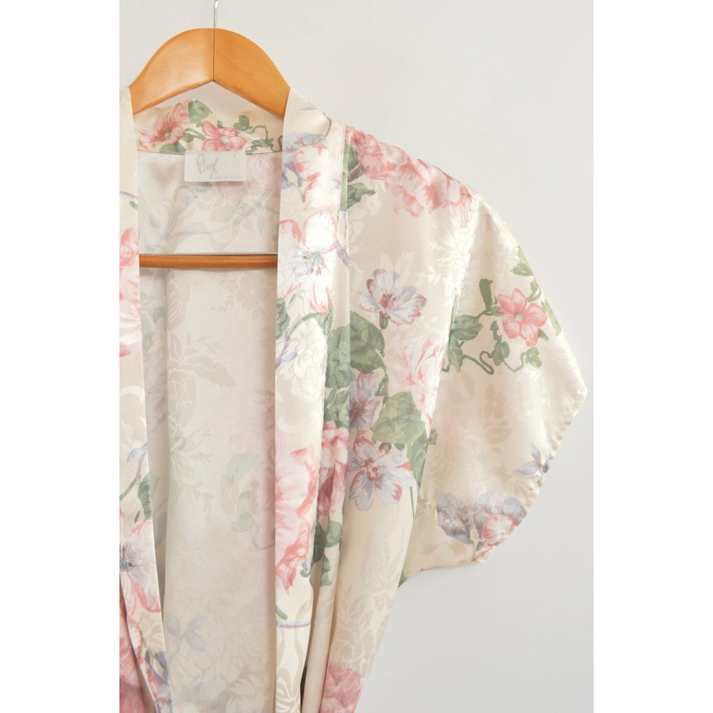 silky floral robe/ beach cover up