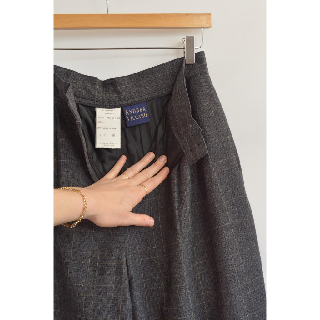 dark gray pure wool vintage andrea vicarro straight leg high waisted pants