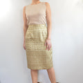 abstract geometrical gold and ivory knee length skirt