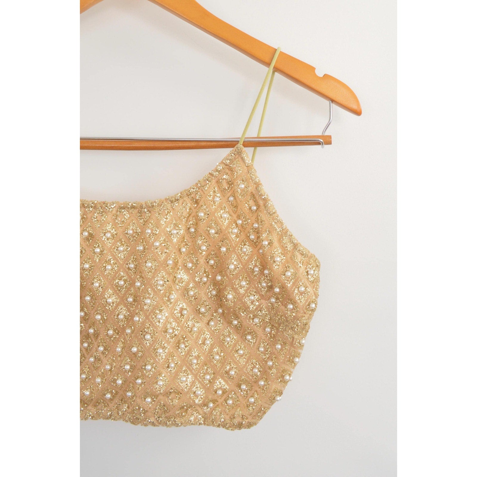 gold pearl and glitter vintage crop top
