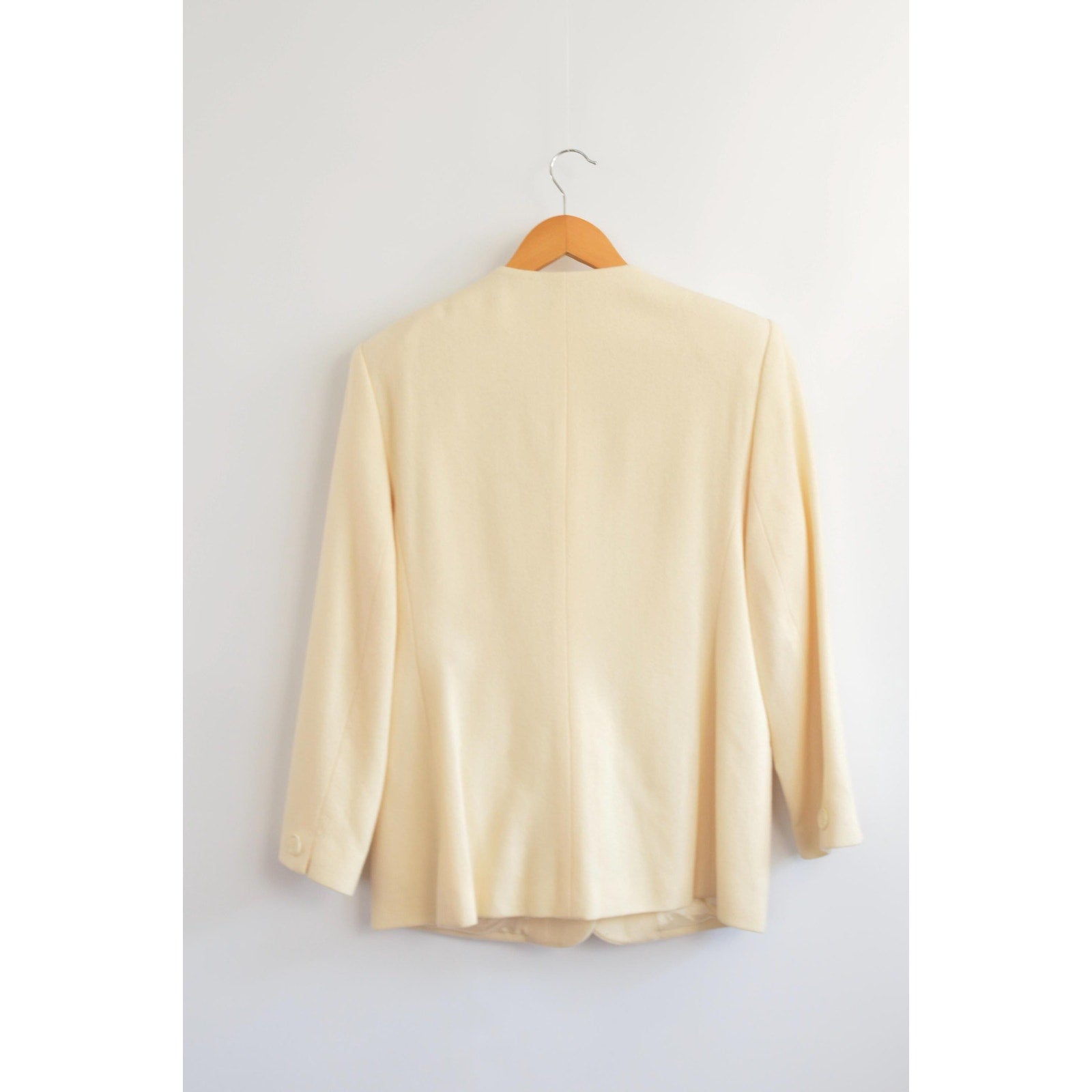 pure wool cream single button blazer