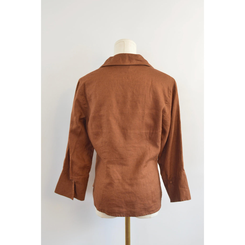 pure linen copper bronze cropped blouse