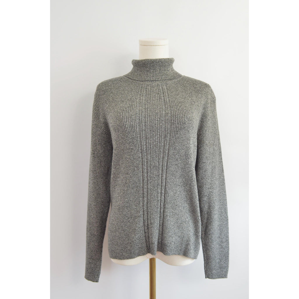 charcoal gray speckled pure cotton vintage liz claiborne sport turtleneck