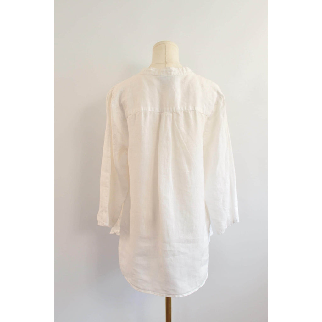 white pure linen vintage cynthia rowley blouse